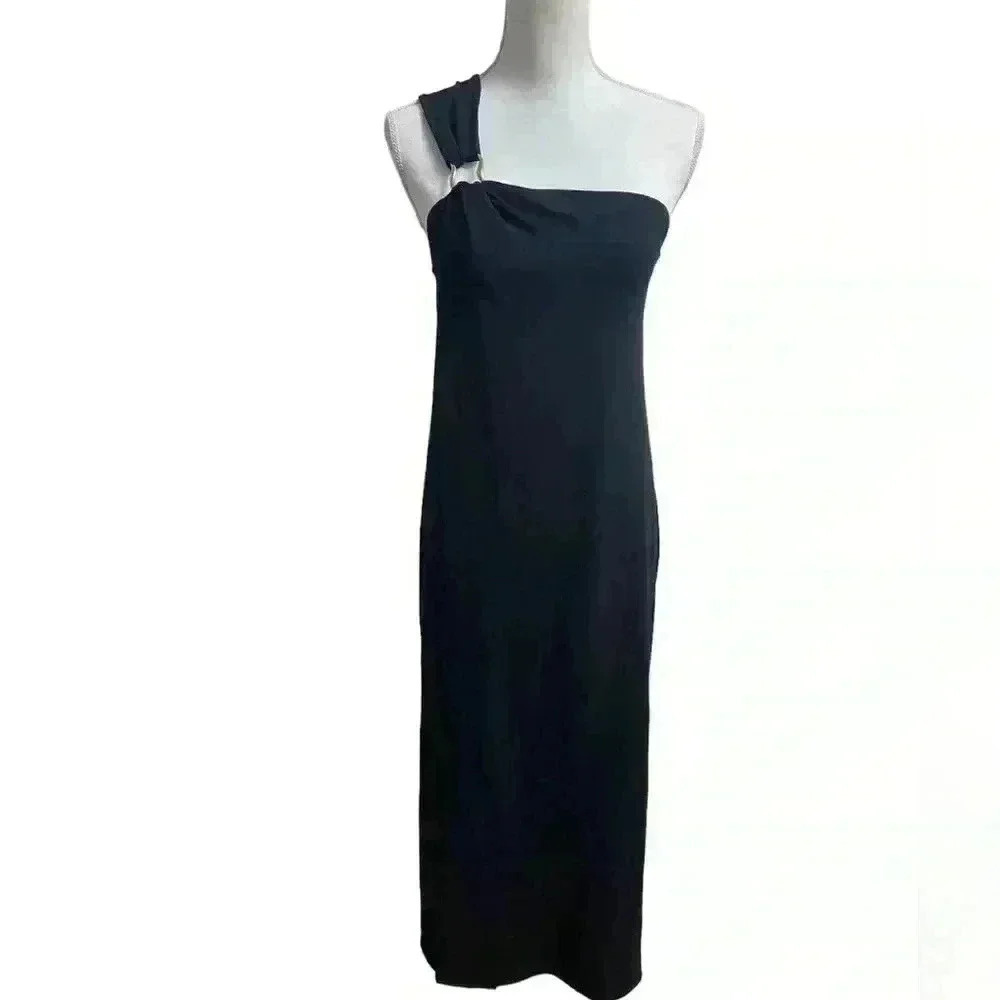 Massimo Dutti Maxi Dress One Shoulder Gold Hardware Small NWT